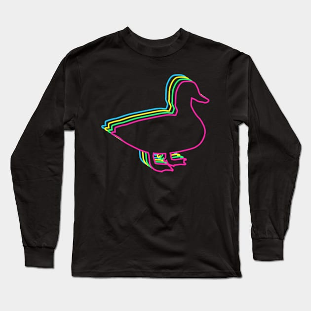 Duck 80s Neon Long Sleeve T-Shirt by Nerd_art